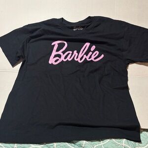 Barbie Tee in Black with Pink Script